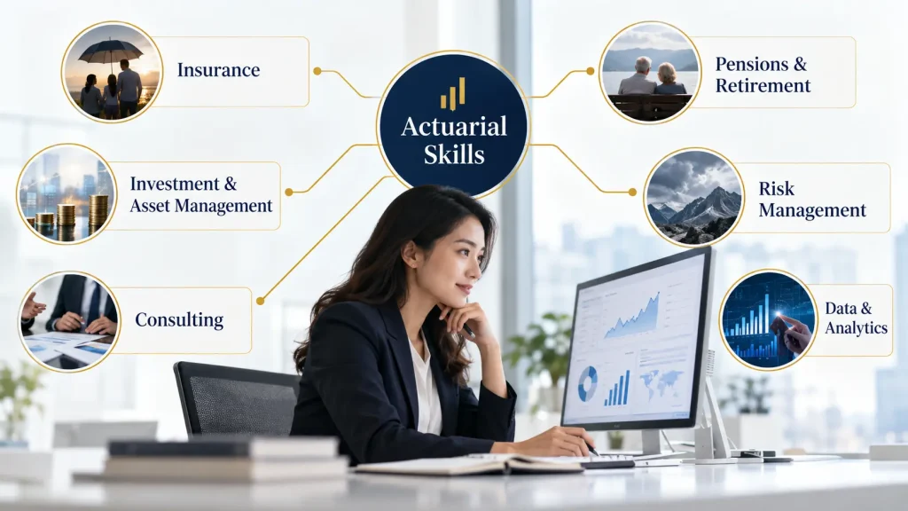 Actuarial skills applied across insurance, pensions and retirement, investment and asset management, risk management, consulting and data analytics