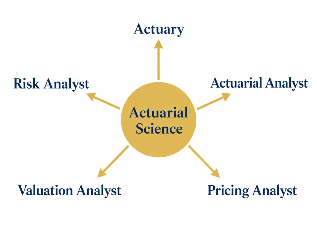Actuarial Science career pathway showing possible roles including actuary, actuarial analyst, risk analyst, pricing analyst and valuation analyst