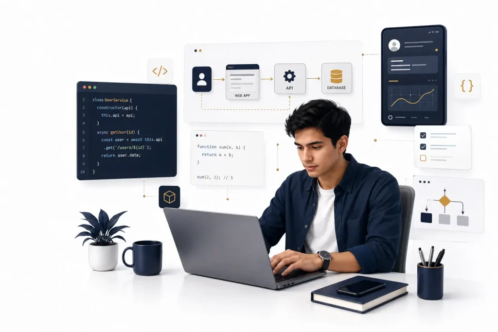 Software engineer working with code, APIs, databases, web applications, and digital systems.